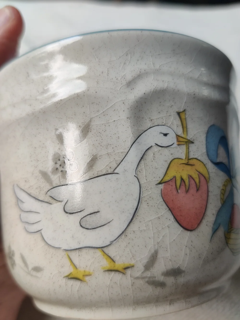 80s International Marmalade Country Goose Stash Sugar Bowl Strawberry Ribbon